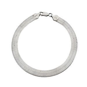 Vintage Italy Sterling Silver 925 6.7mm Herringbone Bracelet 8"